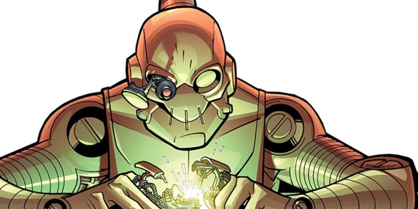 An image of Robot tinkering with his equipment in the Invincible comics