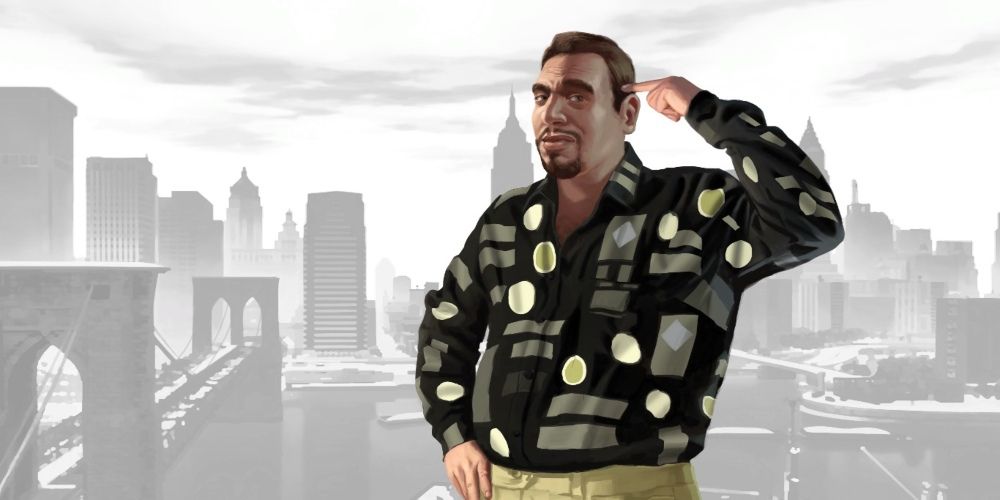 Roman Bellic em arte promocional para Grand Theft Auto IV