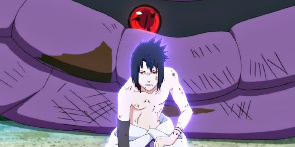 Sasuke emerges from Manda in Naruto: Shippuden