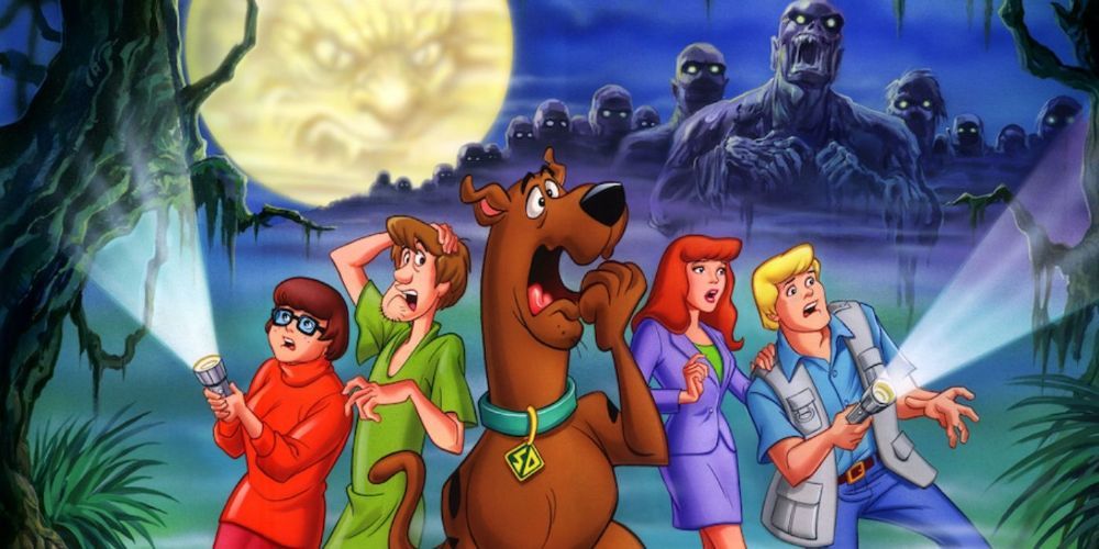 Velma, Shaggy, Scooby, Daphne, and Fred in Scooby Doo on Zombie island