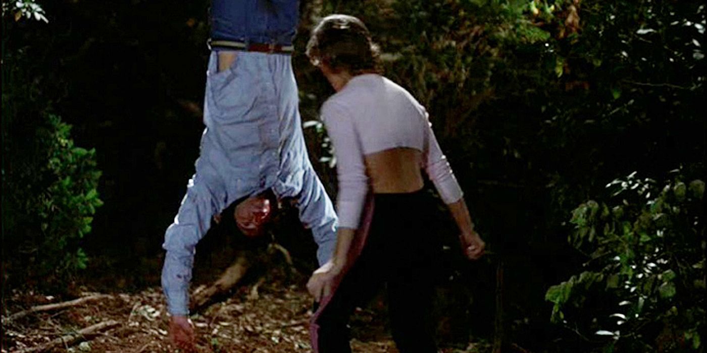 Scott hanging dead in Friday the 13th Part 2 as Terry screams
