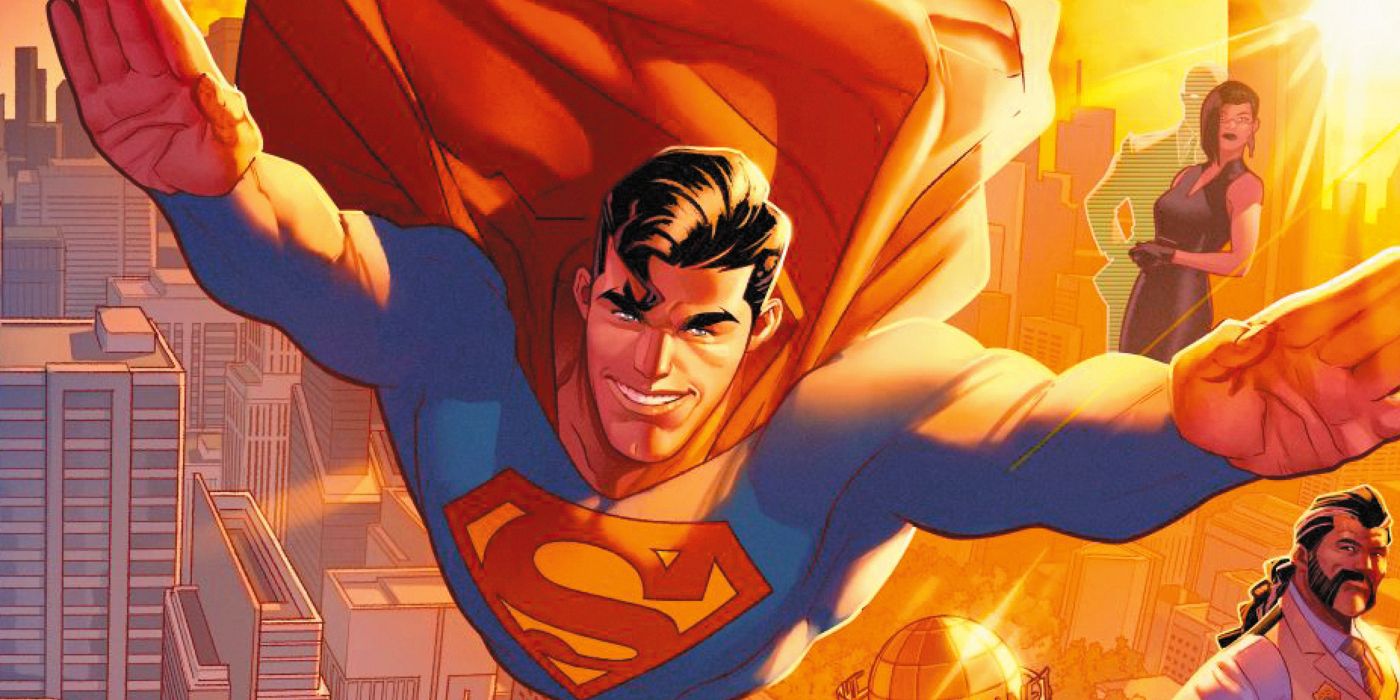 Superman flies over sunny Metropolis On the Cover To DC's Superman #1