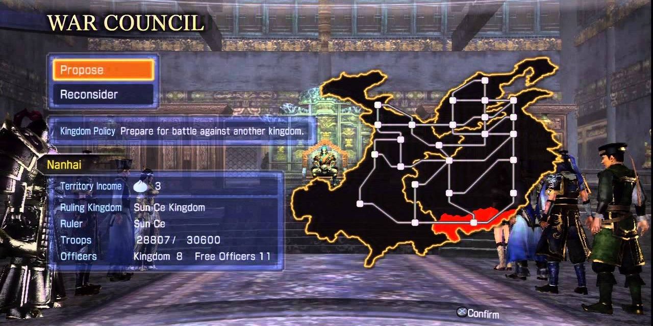 Screenshot from Dynasty Warriors 7 Empires of the War Council page.