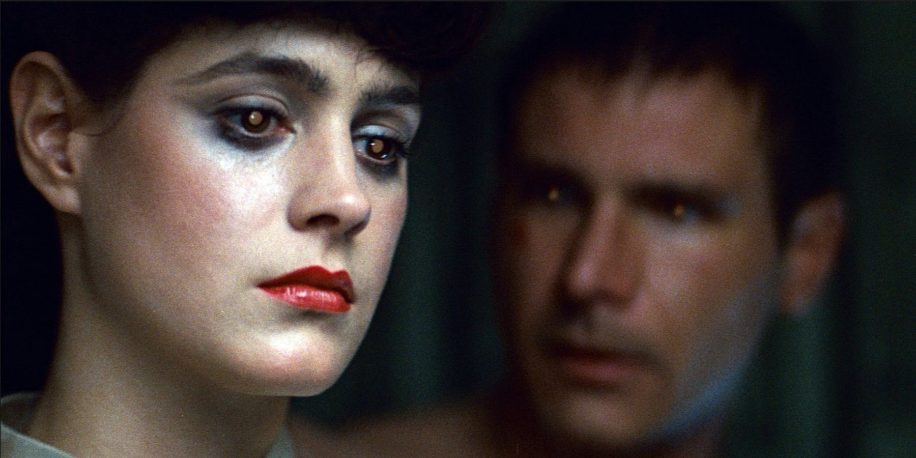 Sean Young plays Rachael - next to her is Harrison Ford's Rick Deckard