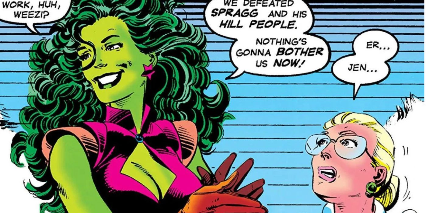Jen Walters/She-Hulk and Louise "Weezi" Mason on the cover of a Sensational She-Hulk comic.