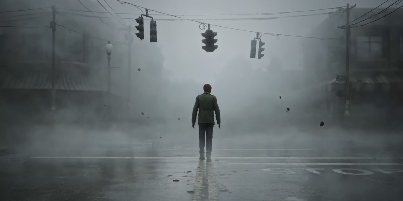 James Sunderland walking through fog-shrouded streets in Silent Hill 2 remake