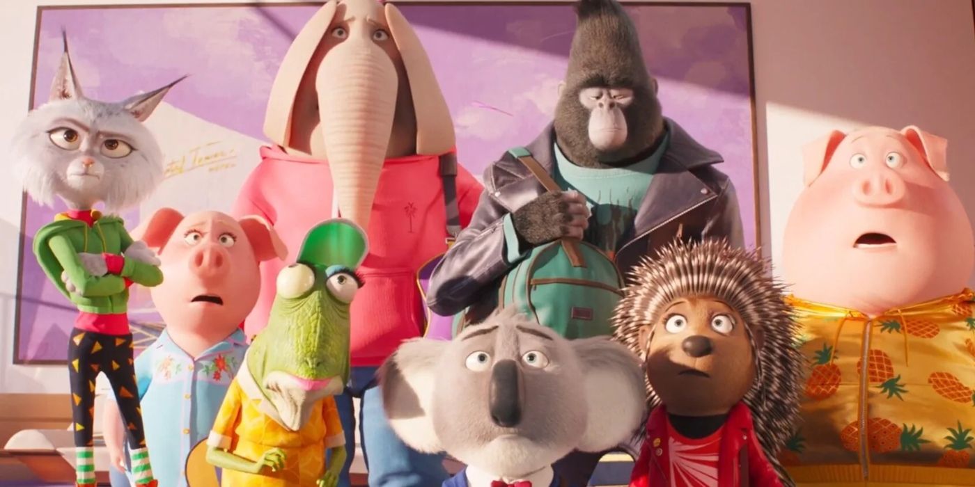 Johnny, Ash, Rosita and other characters in Sing movie
