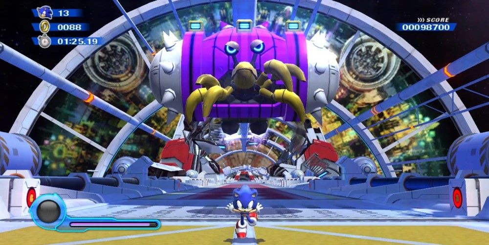 Sonic running from the Big Chaser in Terminal Velocity (Sonic Colors)