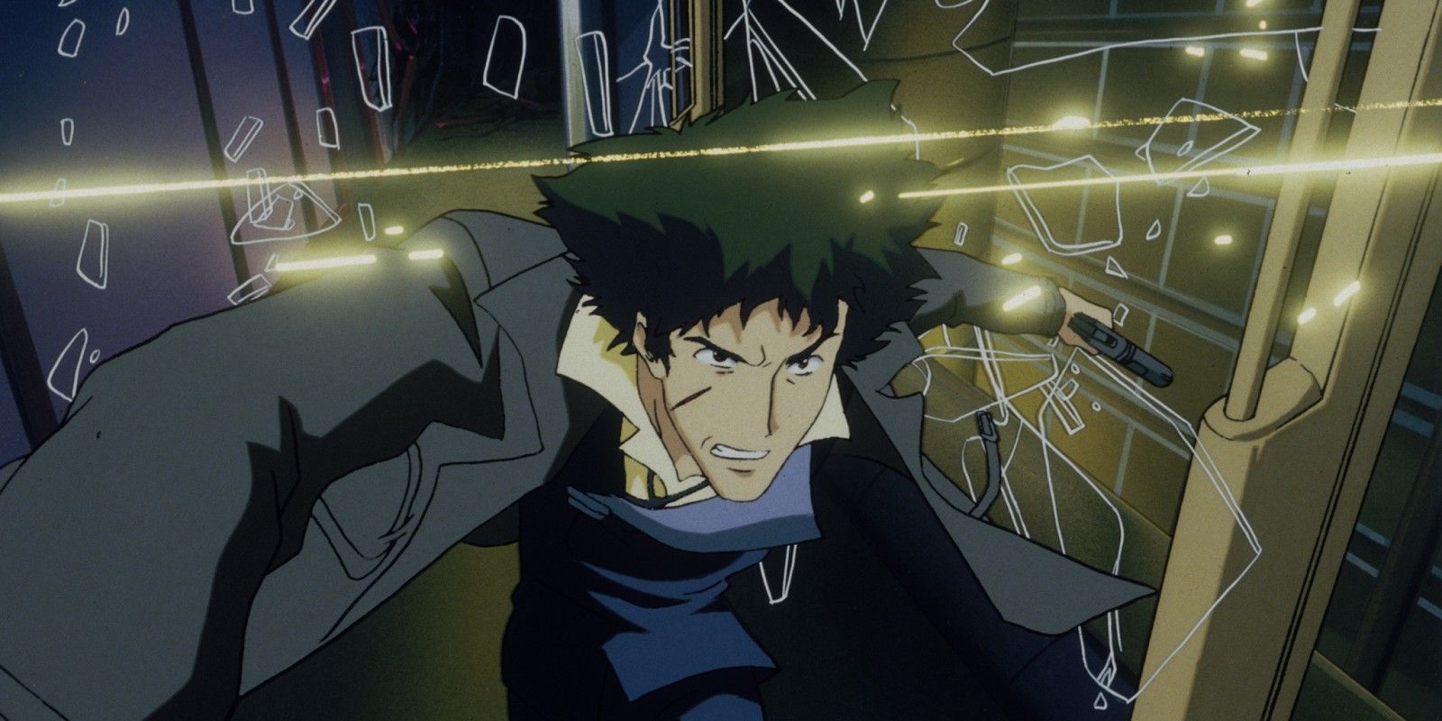 Spike storms the syndicate on his own in Cowboy Bebop