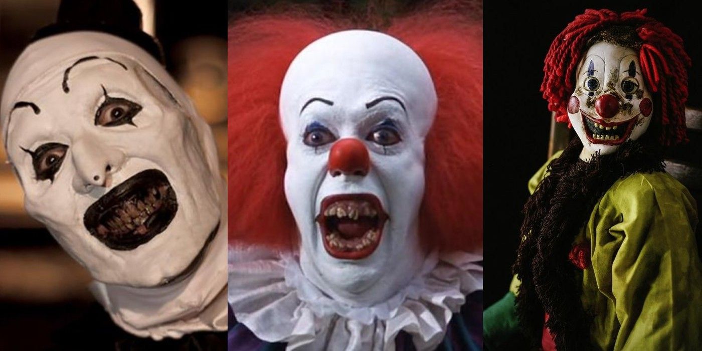 Split Image of Art The Clown, Pennywise and The Clown Doll