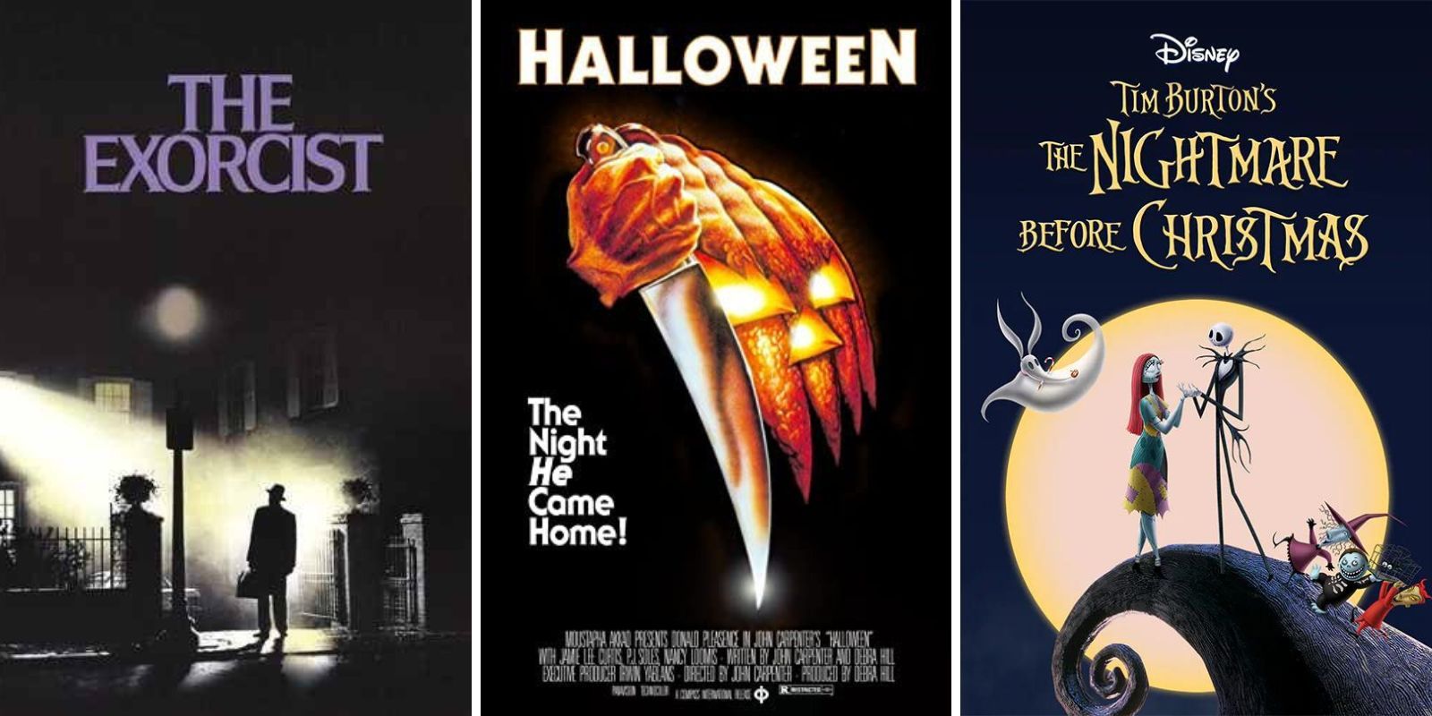 Split of The Exorcist, The Nightmare Before Christmas and Halloween
