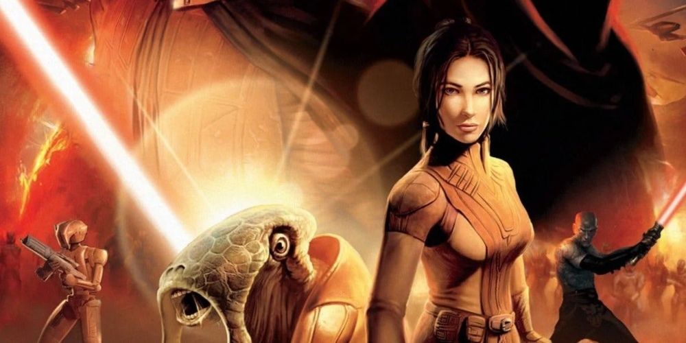 A poster showing key characters from the Star Wars: Knights of the Old Republic games.