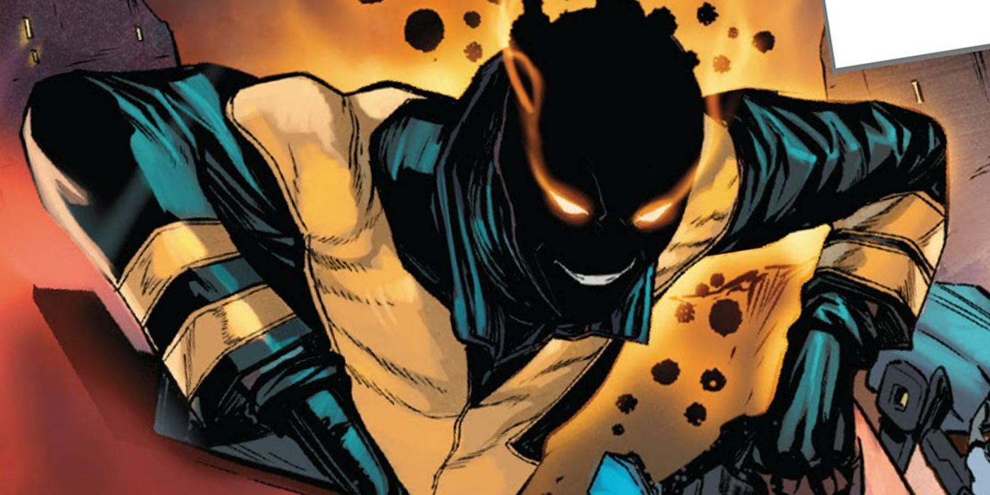 Sunspot destroying a robot in X-Men Red