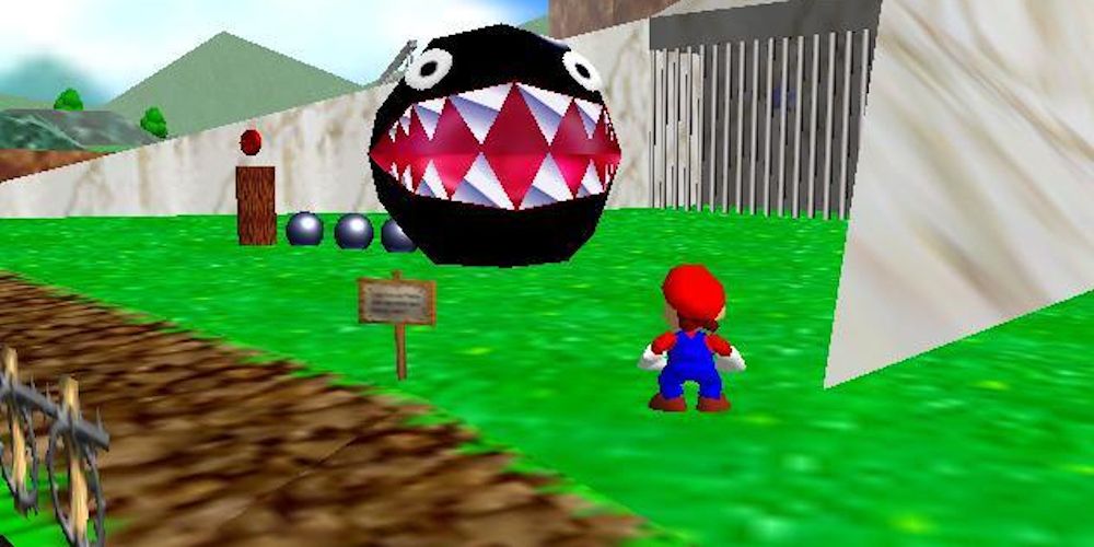 Chain Chomp Attacks Mario In Super Mario 64