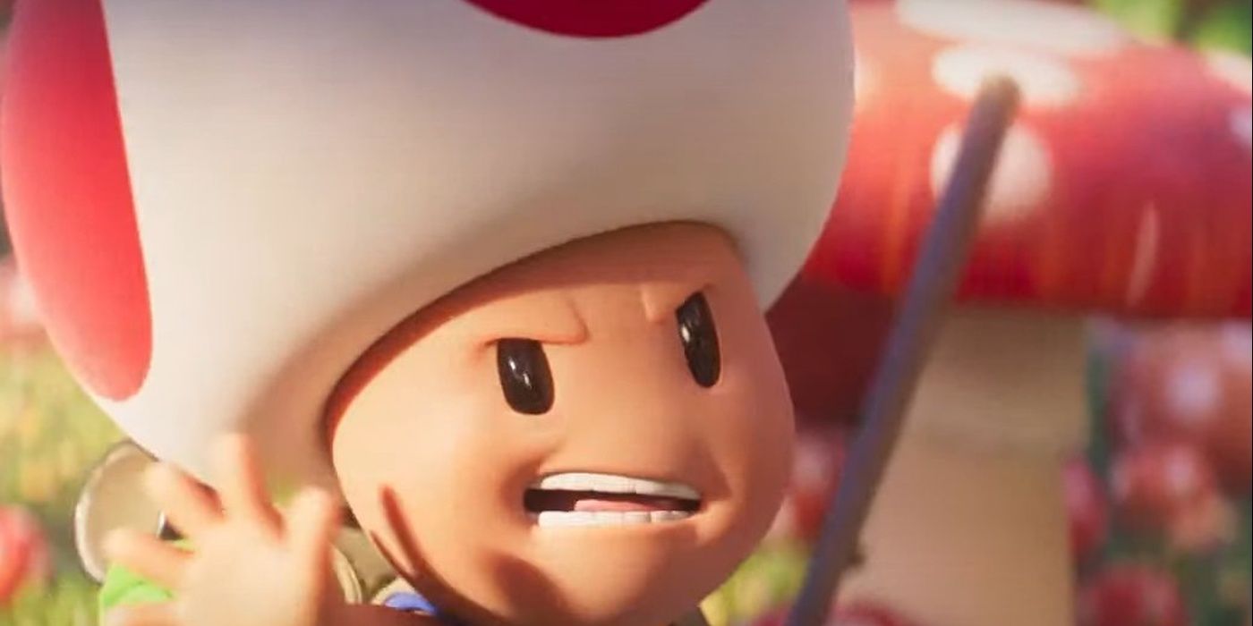 Toad gets angry at Mario in The Super Mario Bros. Movie