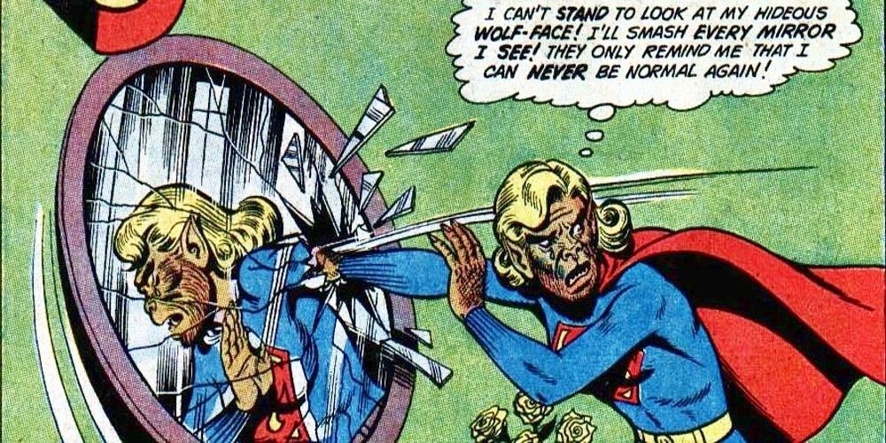 An anti-Kryptonite serum transforms Supergirl into a wolf-woman