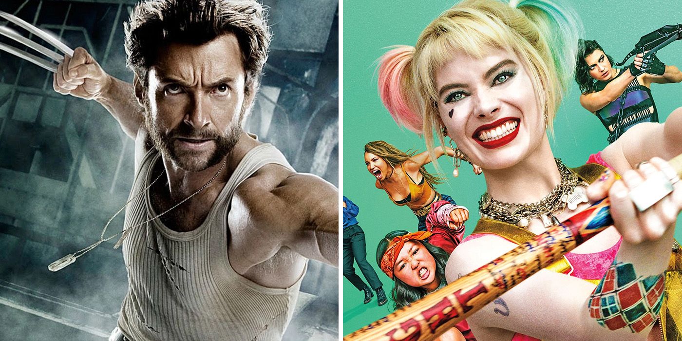 split image of Hugh Jackman's Wolverine and Harley Quinn from Birds of Prey