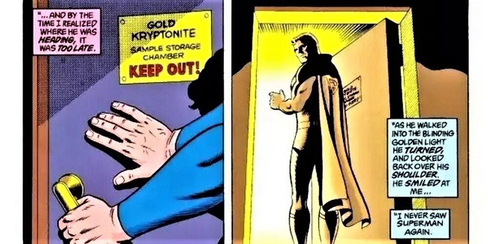 Superman enters the Golden Kryptonite room in Whatever Happened to the Man of Tomorrow