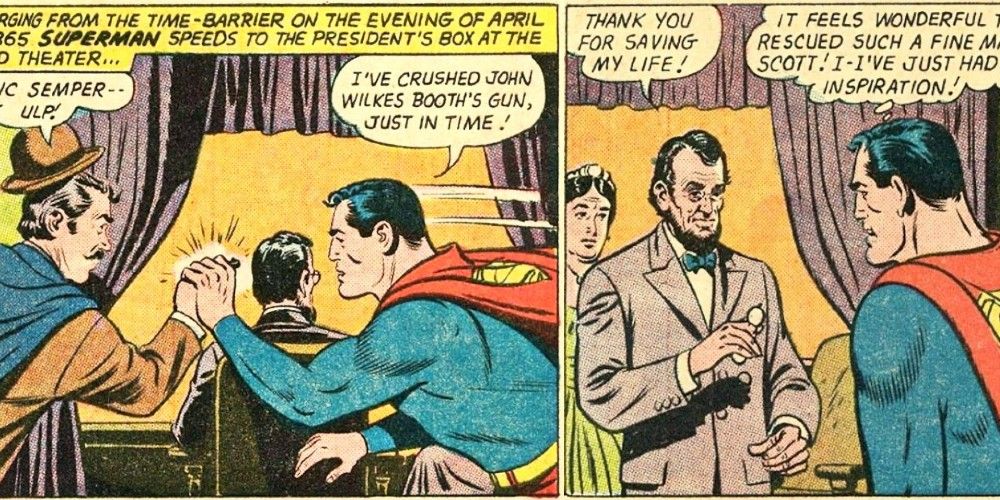Superman prevents the assassination of Abraham Lincoln