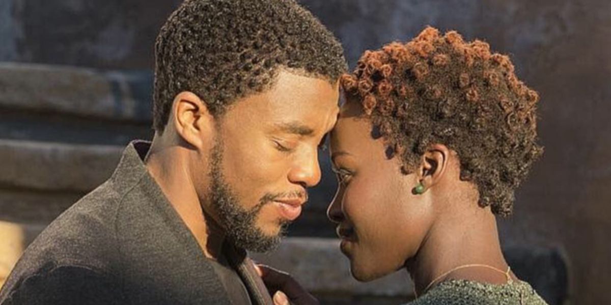 T'Challa and Nakia embrace in Marvel Studios' Black Panther