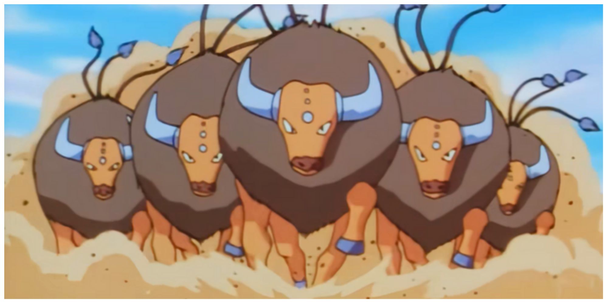 Os 30 Tauros de Ash debandando no anime Pokémon