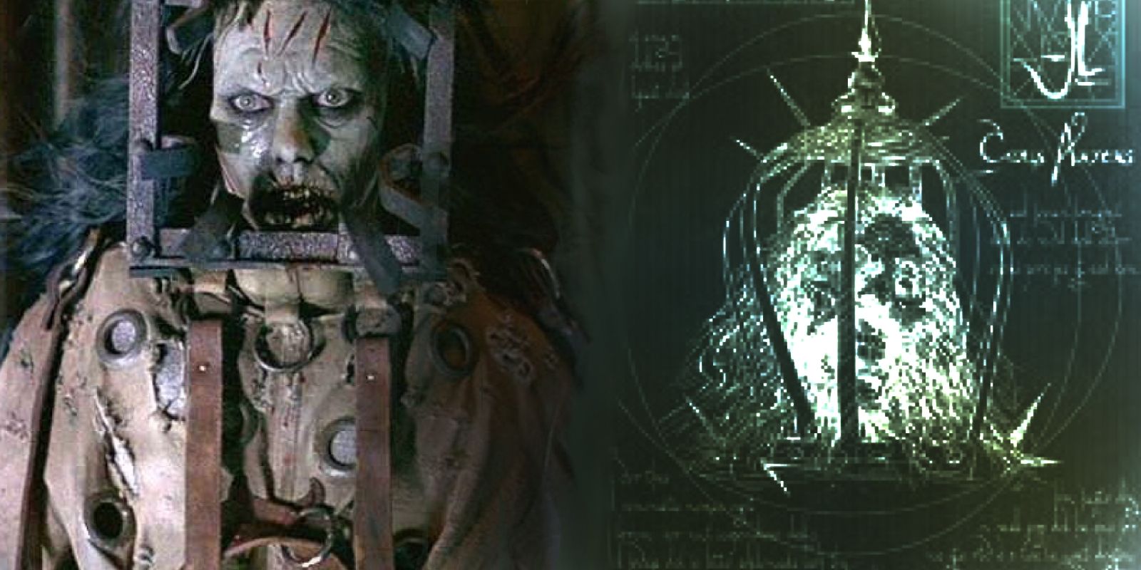An illustration and actual still of The Jackal in Thirteen Ghosts