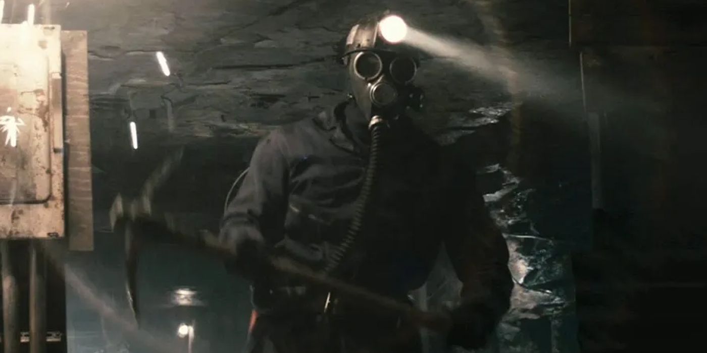 The Miner from My Bloody Valentine approaches with a pick axe.