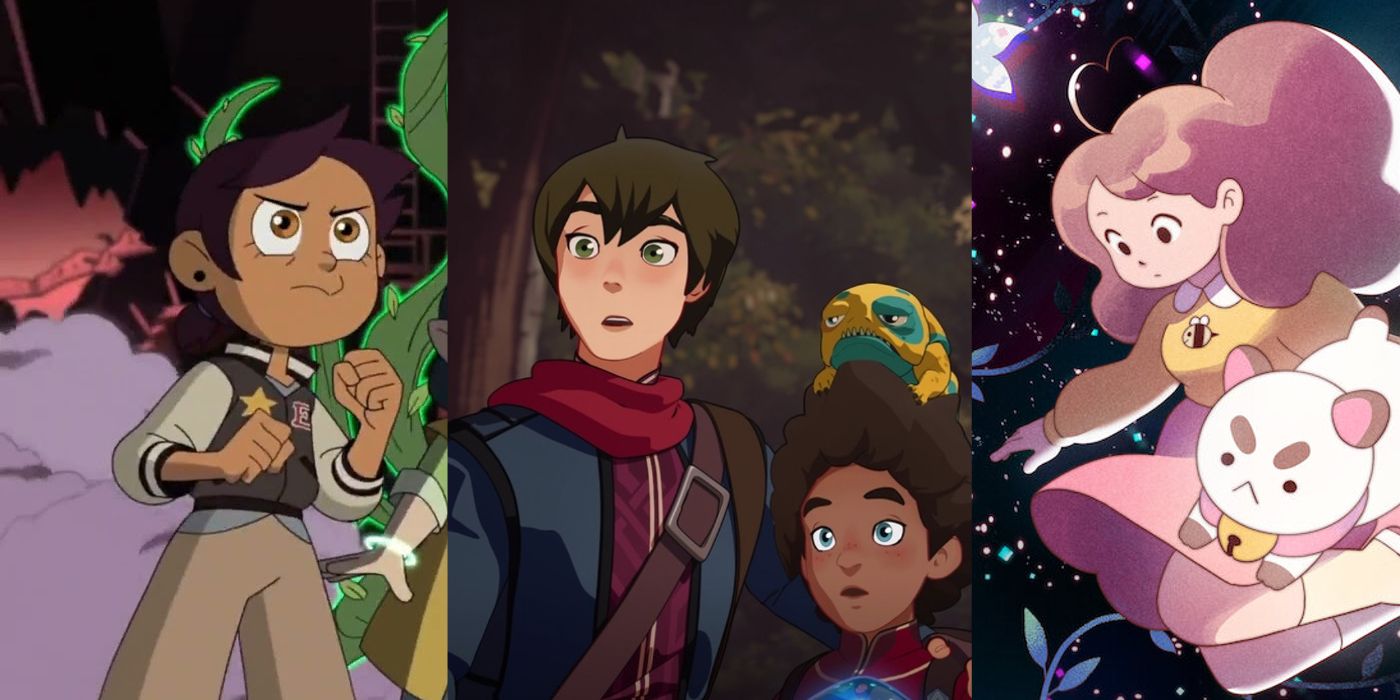 Luz from The owl House, Callum and Ezran From The Dragon Prince, And Bee and PuppyCat