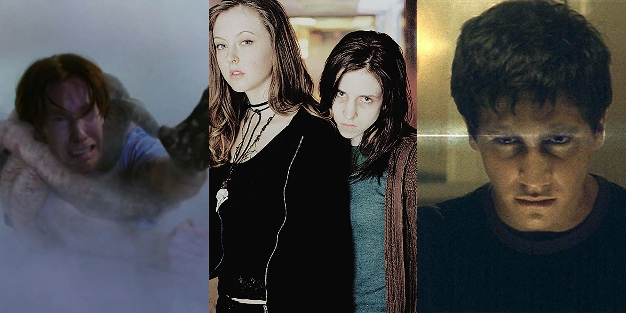 A split image of scenes from The Mist, Ginger Snaps, and Donnie Darko