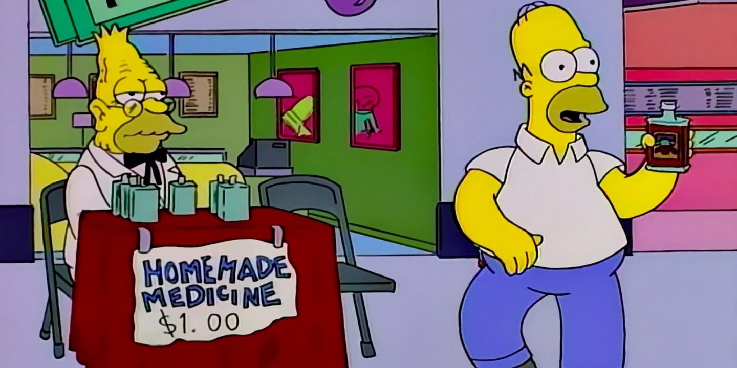  Homer and Abe selling love tonic in the Simpsons
