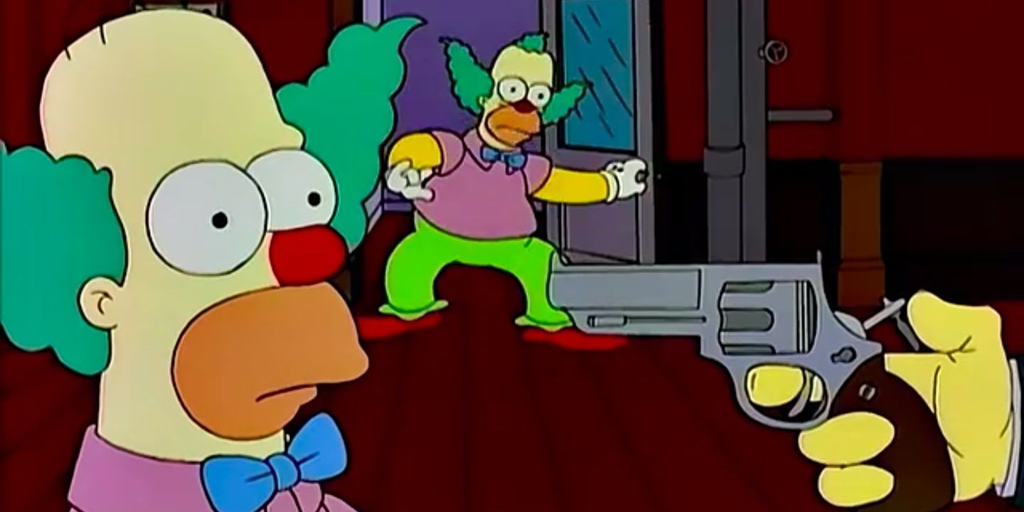 Homer dressed as Krusty the Clown in The Simpsons