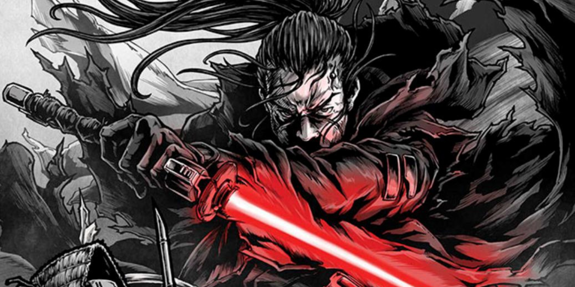 The Ronin from Star Wars Visions with his red lightsaber