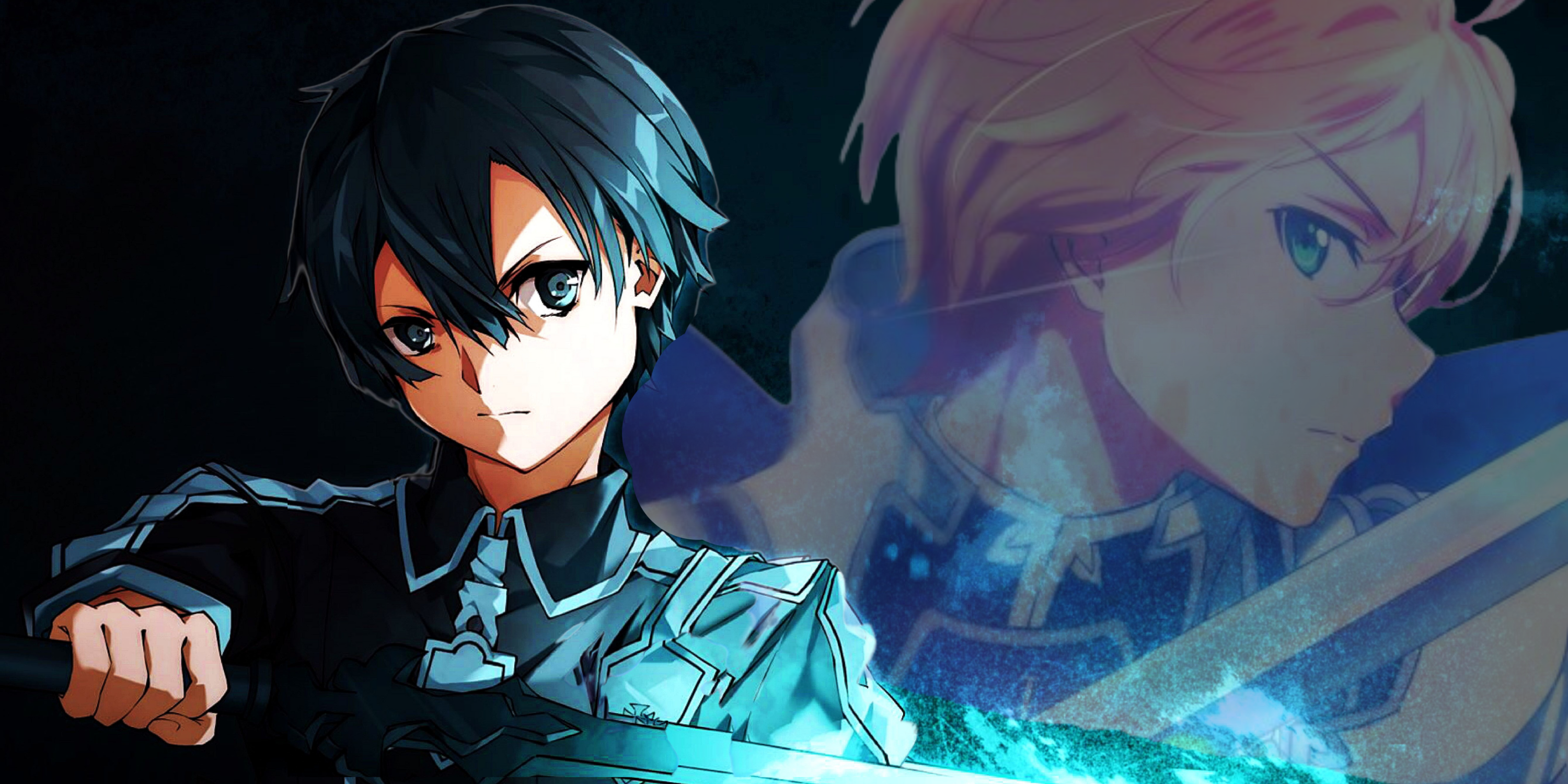 Drew this design for Kirito with a background displaying Eugeo's final  words. It's based on an original illustration from Monster Strike, which  recently collaborated with SAO. : r/swordartonline