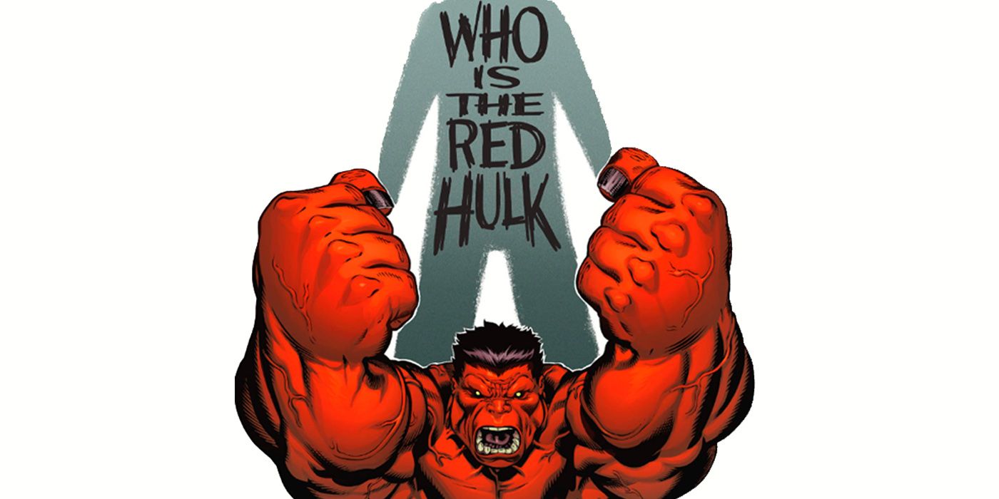 Red Hulk stands in his own mysterious shadow