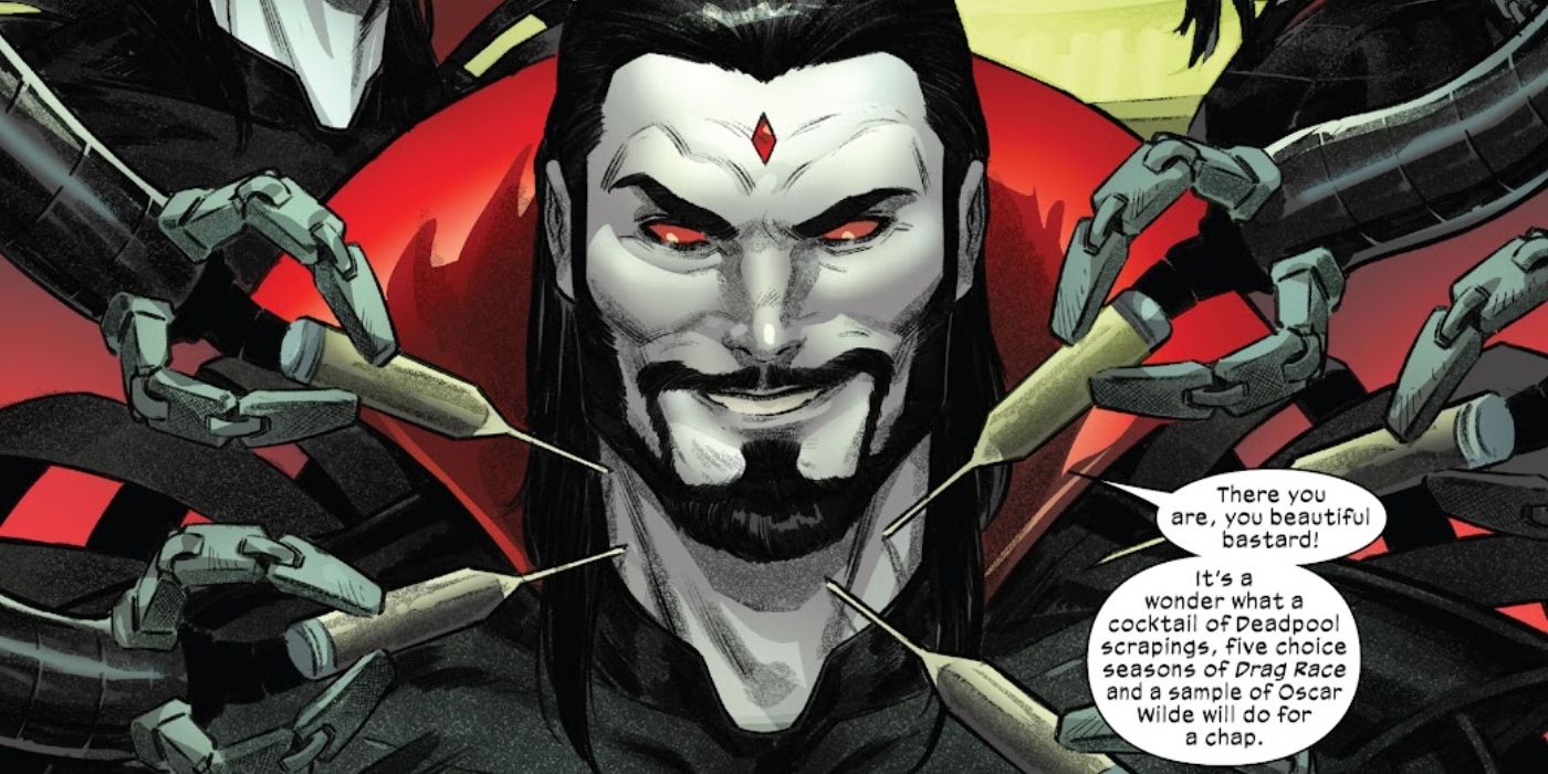 X-Men's Mister Sinister grinning in Marvel Comics.