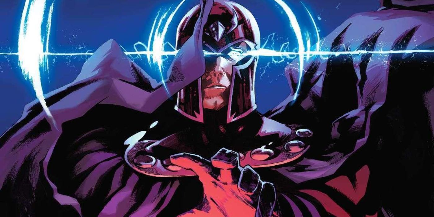 Marvel Comics' Magneto using his magnetic abilities as his cape flares