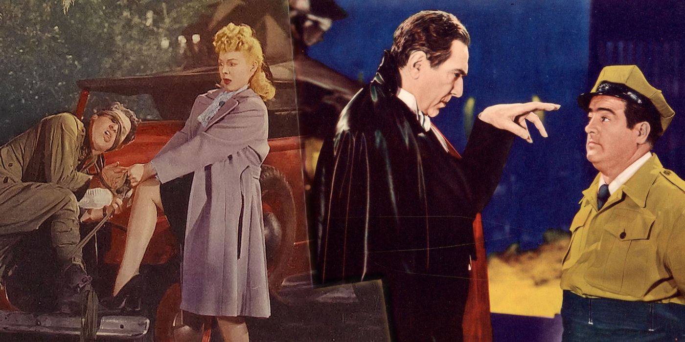 a split image of stills from miracle of morgans creek and abbot and costello meet frankenstein