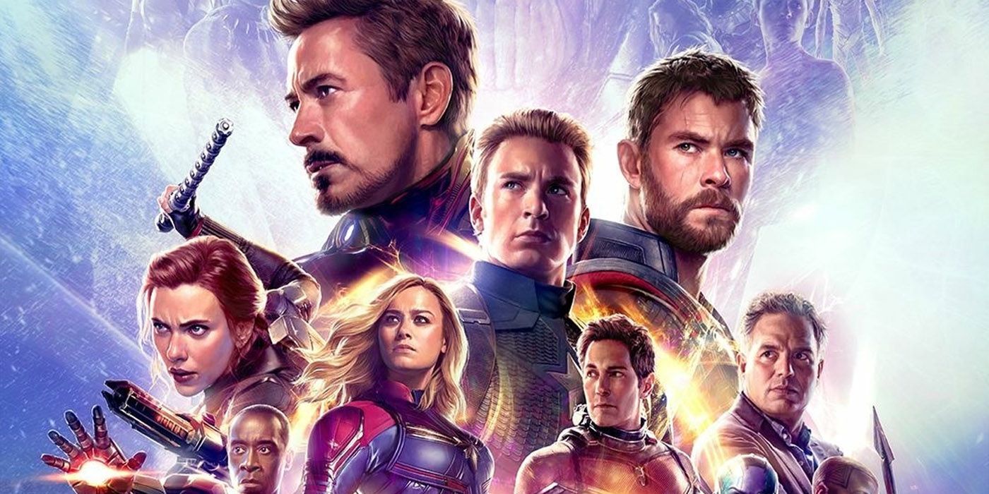 Avengers: Endgame poster featuring Captain America, Iron Man, Captain Marvel, Thor, Bruce Banner, Black Widow and War Machine.