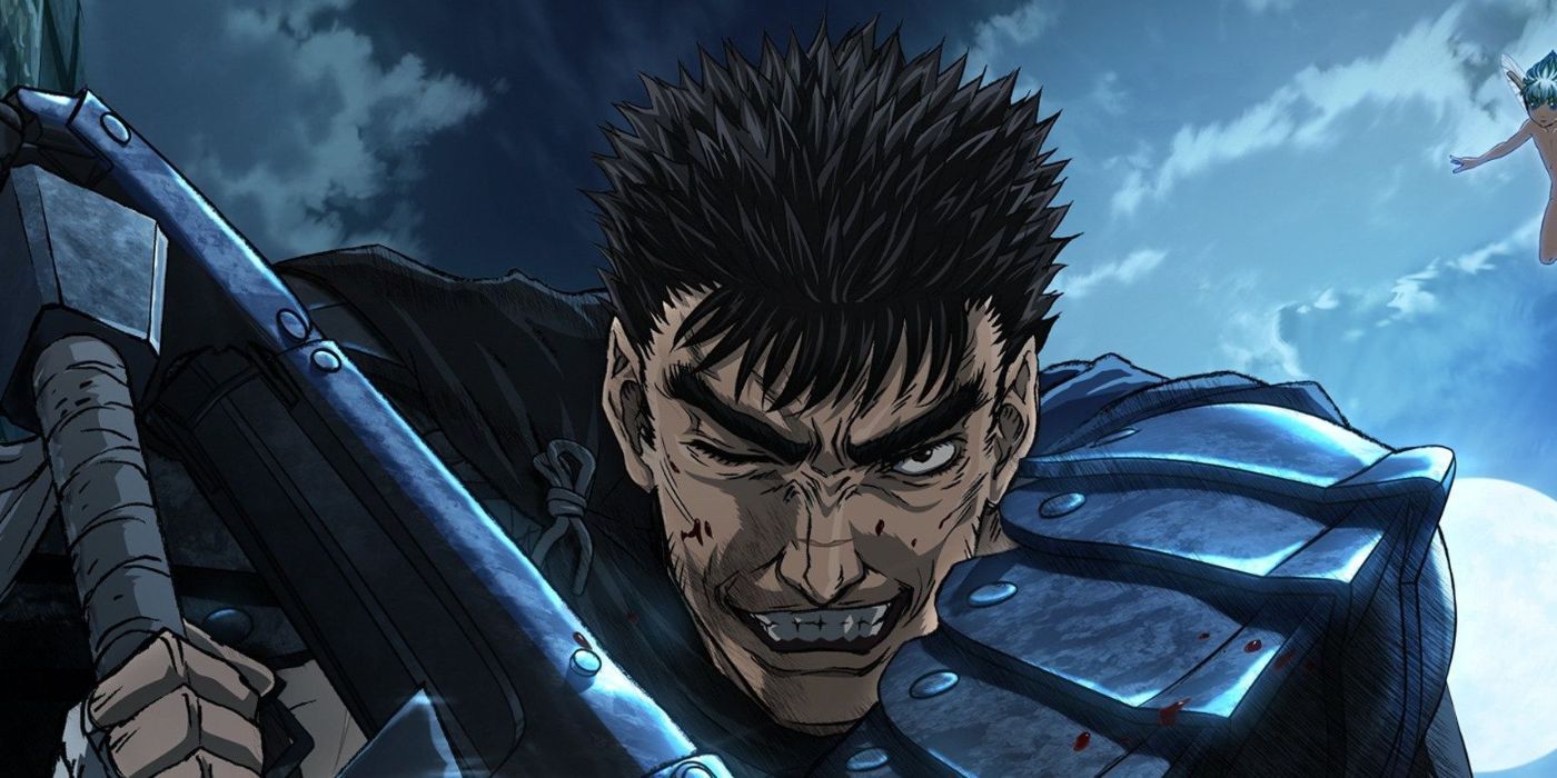 Guts from Berserk grimacing while holding a sword.