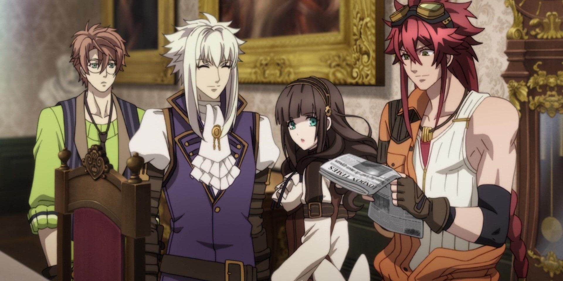 (from left to right) Victor Frankenstein, Saint-Germain, Cardia Beckford and Impey Barbicane from Code: Realize~Gaurdian of Rebirth~.