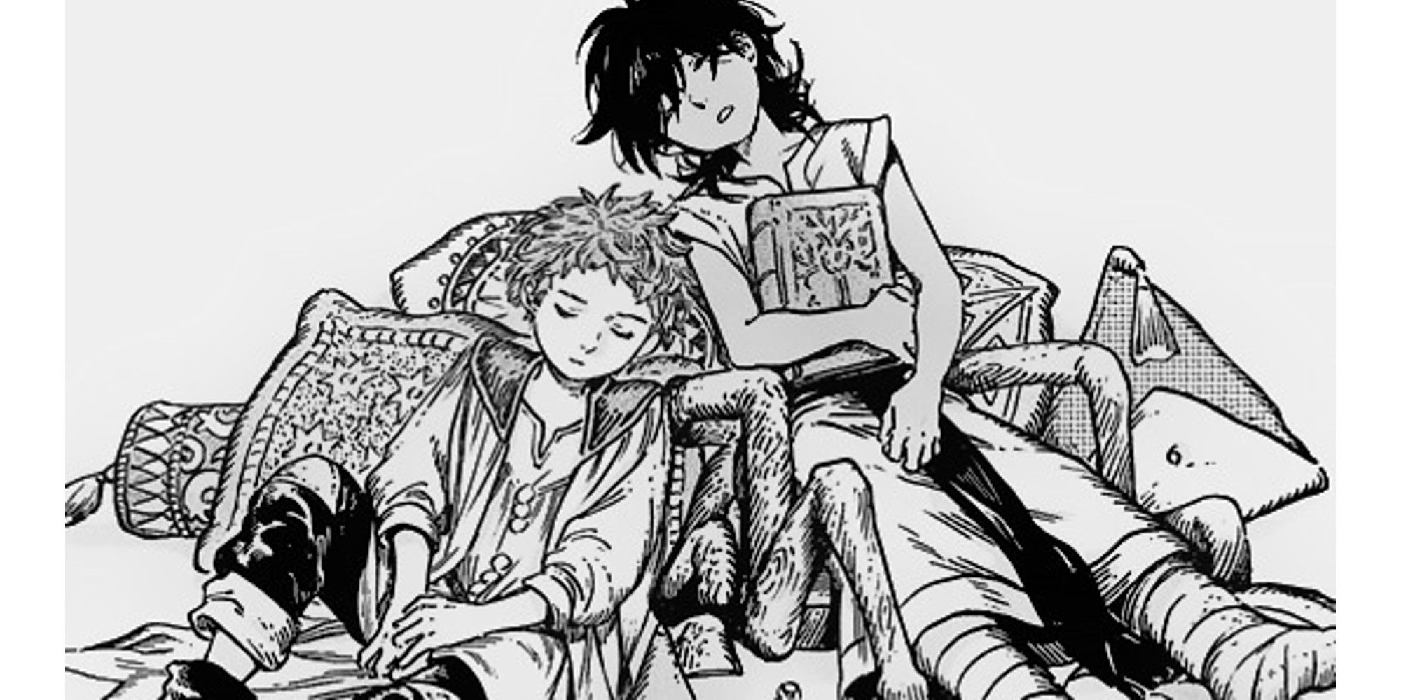 Custas (right) and Tartah (Left) from the manga series Witch Hat Atelier.