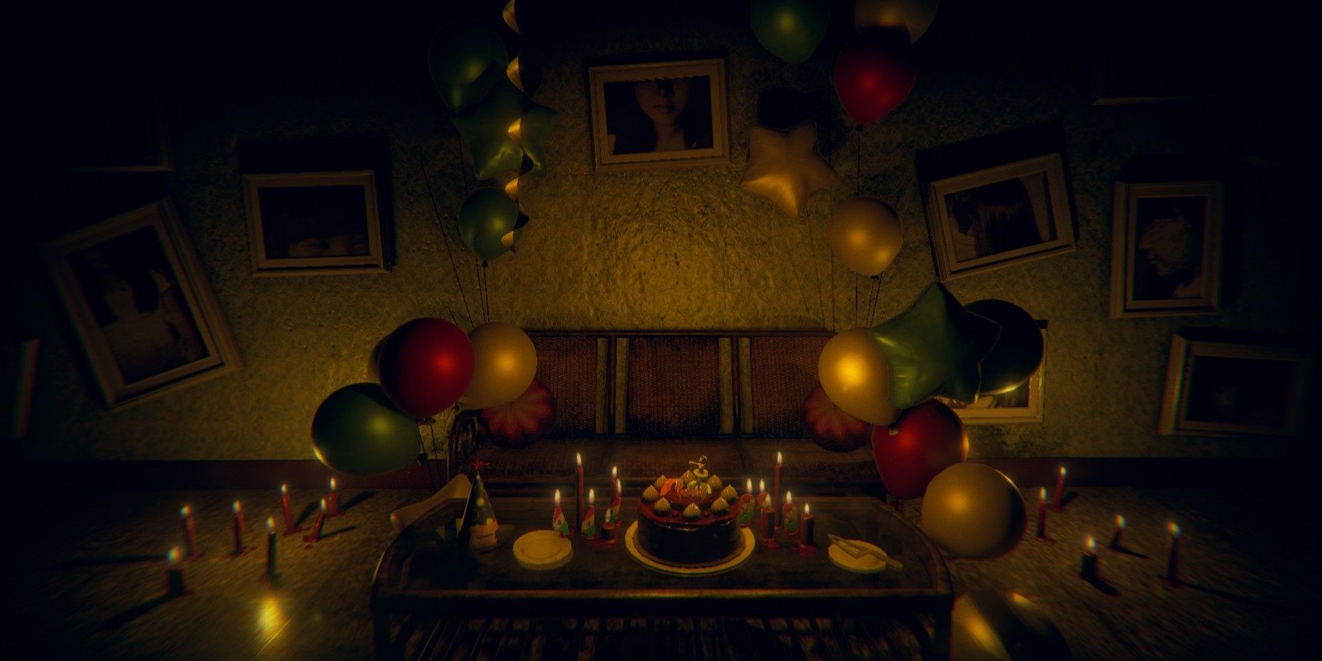 The birthday cake scene from the Taiwanese horror game Devotion.