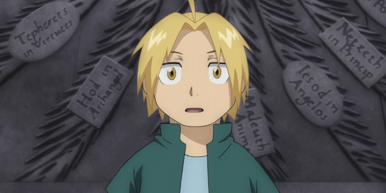 Edward Elric as a kid before the doorway of Truth in FMA.