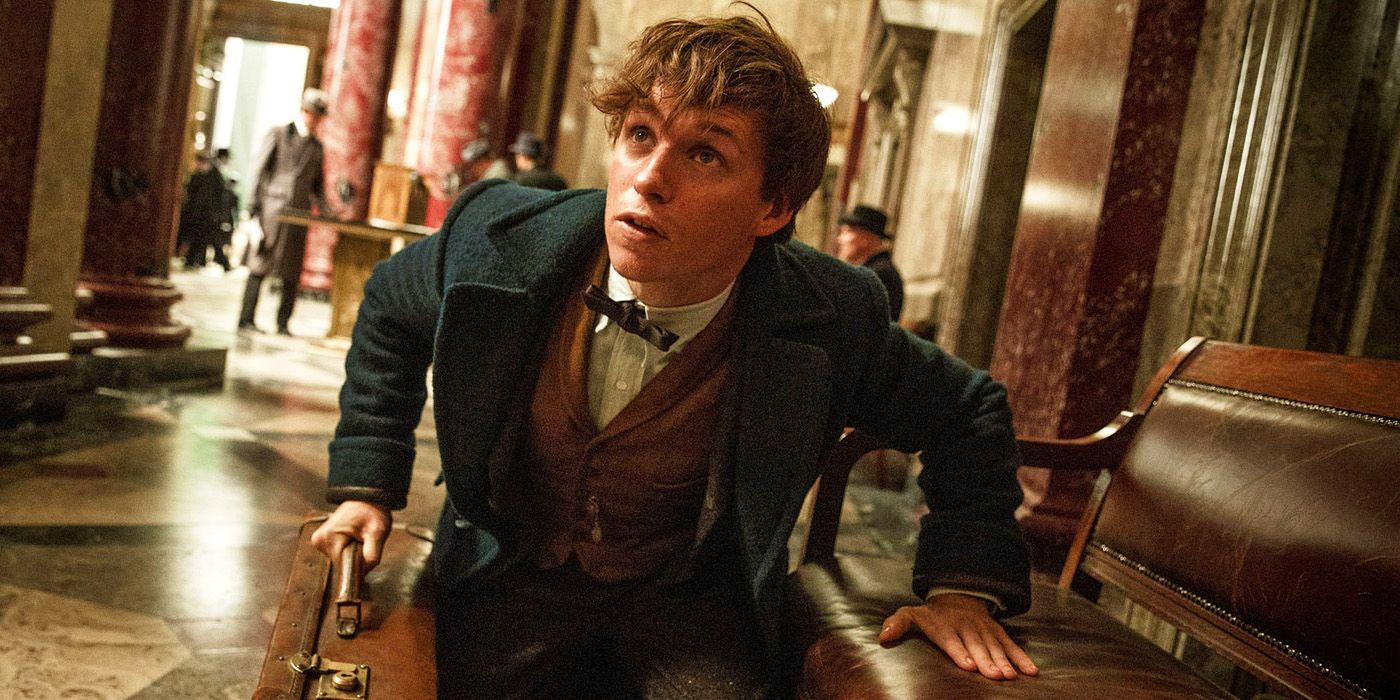 Fantastic Beasts and Where to Find Them: Eddie Redmayne as Newt Scamander holding his briefcase.