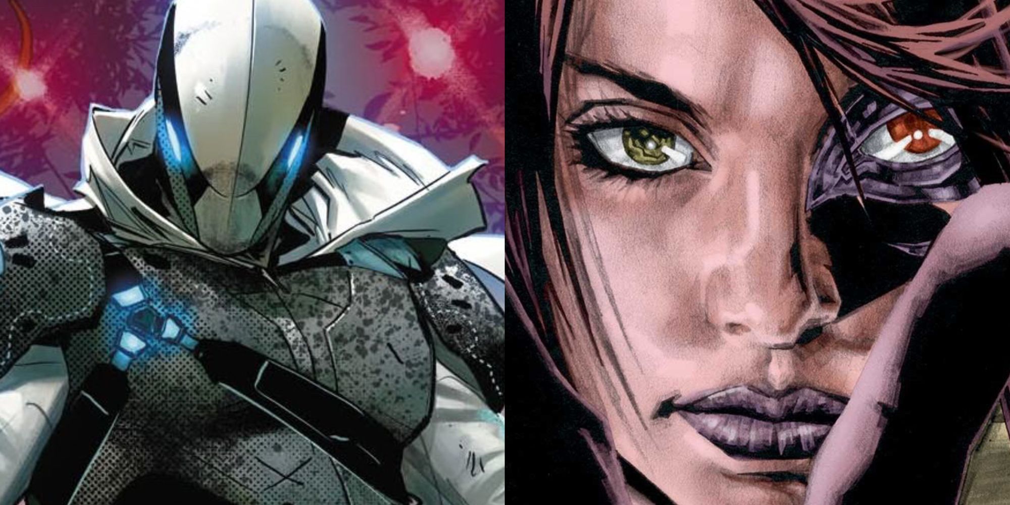 Split image close ups of ghost-maker and sasha bordeaux in DC Comics panels