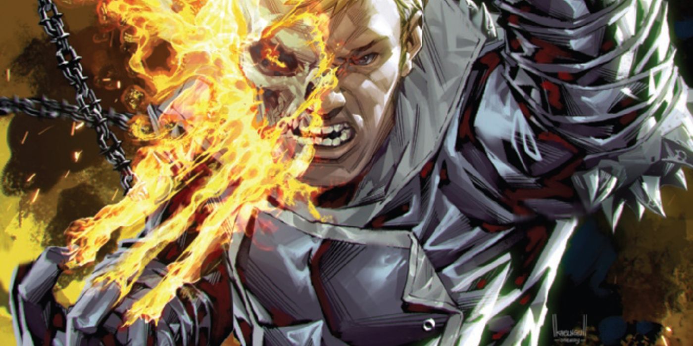Marvel Comics' Ghost Rider in mid-transformation