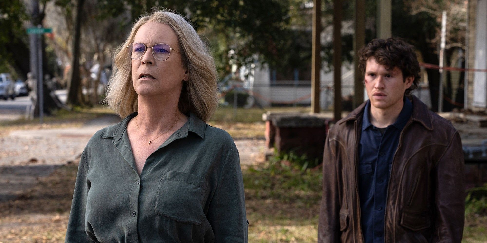Halloween Ends: Jamie Lee Curtis as Laurie Strode and Rohan Campbell as Corey Cunningham.