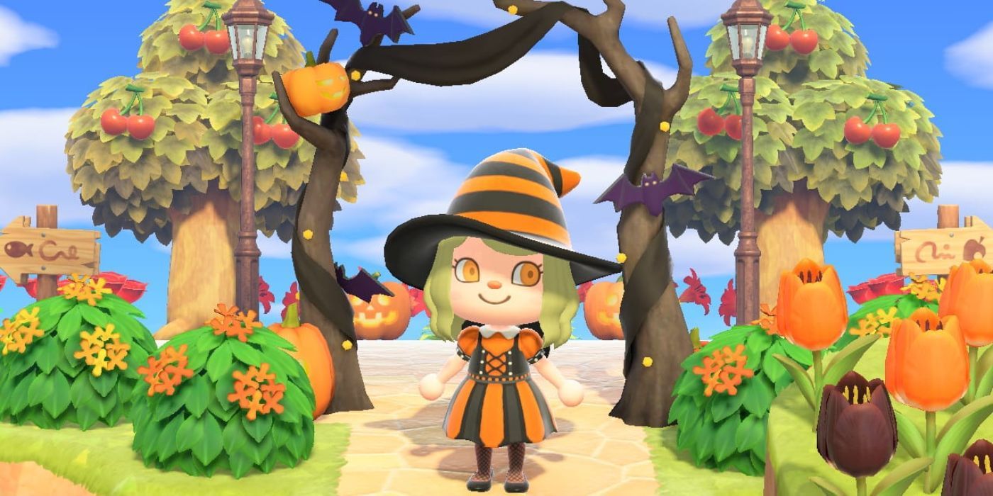 Animal crossing new horizons halloween outfit and pumpkins