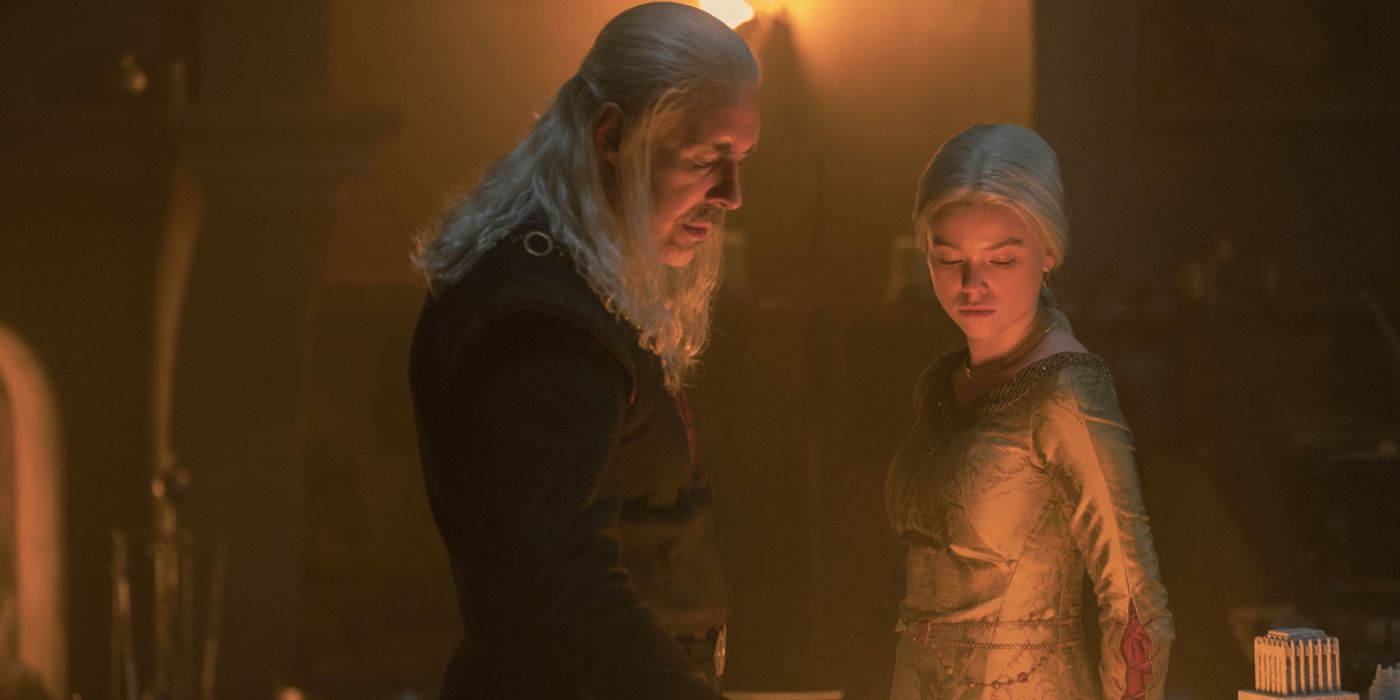 Rhaenyra and Viserys discuss the prophecy in House of the Dragon.