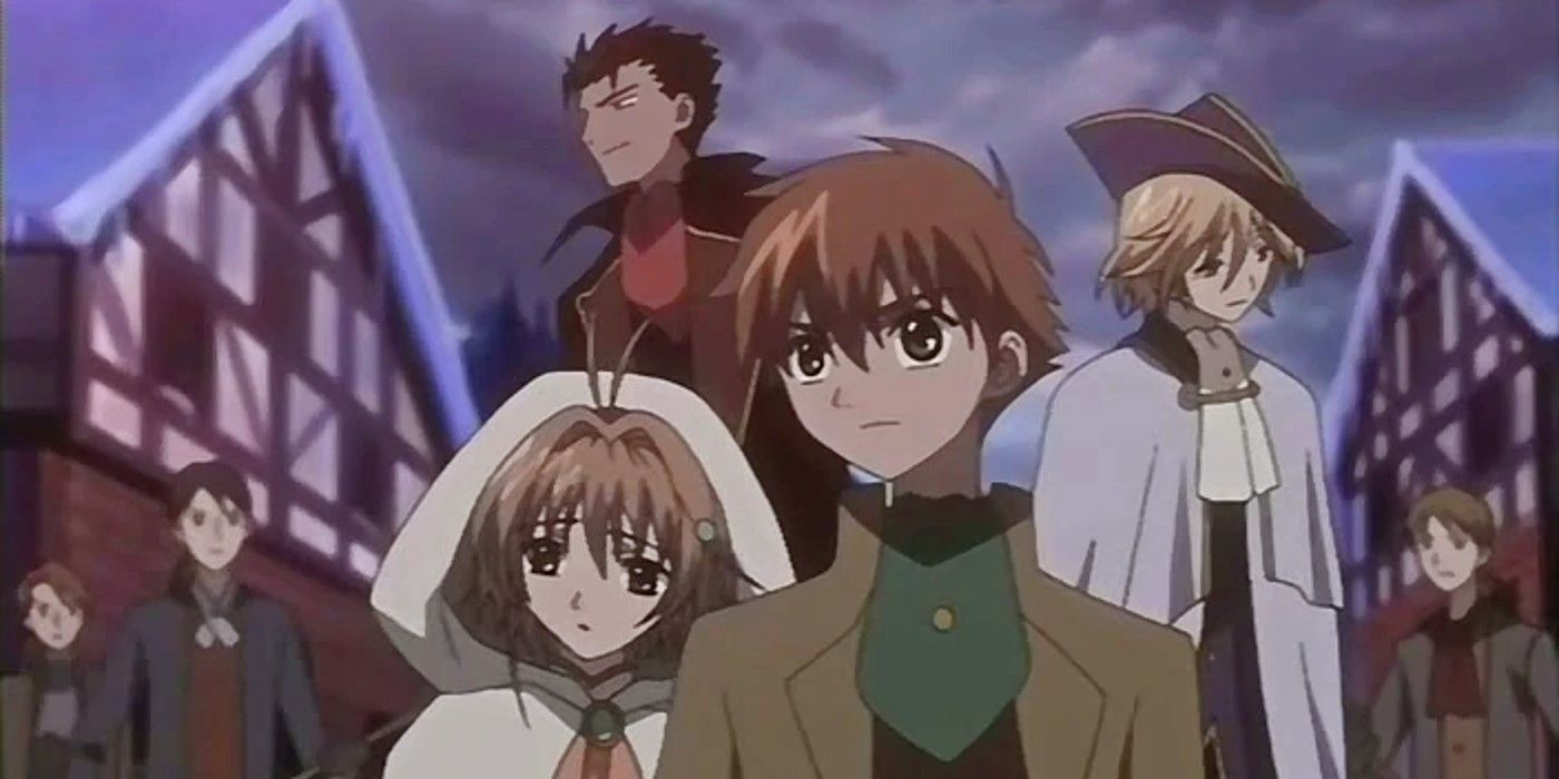 The main characters of Tsubasa Reservoir Chronicles standing in the own of Spirit in Jade Country